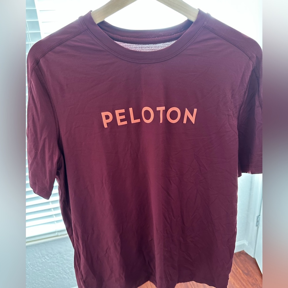 Peloton burgundy shirt